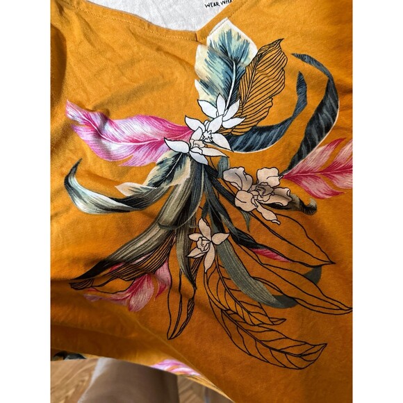 Torrid Super Soft Golden Orange Tropical Floral Swing Tank - Picture 4 of 4